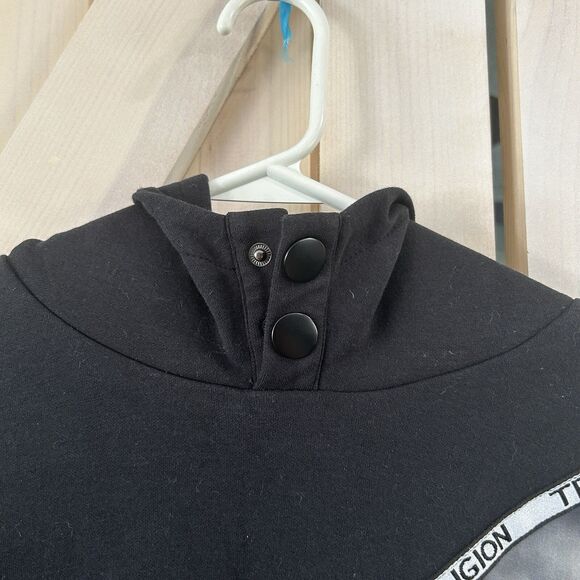 True Religion Mens Hoodie M Spell Out Pockets Tie Dye Black Yellow Colorblock - Picture 4 of 12